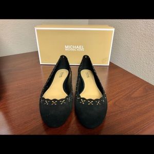 NIB Michael Kors Thalia Ballet Flat Suede Blk 7.5